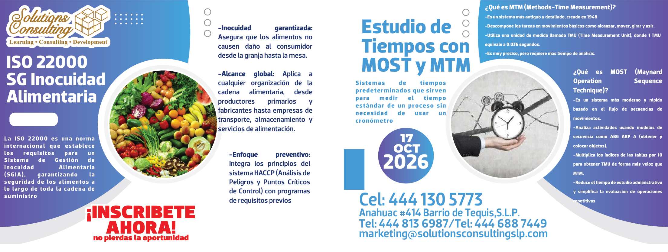 ISO 22000 Inocuidad Alimentaria y Tiempos MOST y MTM